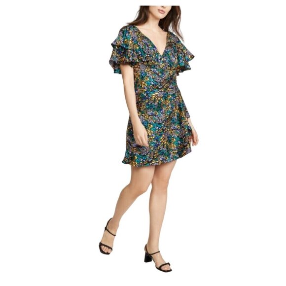 Tanya Taylor Womens Demi Dress Silk Ruffle Butterfly Short Sleeve Size 8 - Picture 1 of 12
